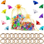 Chalyna 70 Pcs Acrylic Gem Alloy Gold Round Decor Set with Gift Bag for Birthday Party Supplies 7.9 x 11.8 Inch