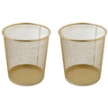 Martha Stewart Ryder Set of 2 Gold Mesh Metal Trash Cans, 4.5 Gallon Wastebaskets for Office
