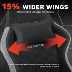 LEMBERI Gaming Chair, Fabric Big and Tall Video Game Chair with Footrest, Massage Lumbar Support, Racing Style Ergonomic Computer Gamer Chair with Adjustable Headrest (Gray)