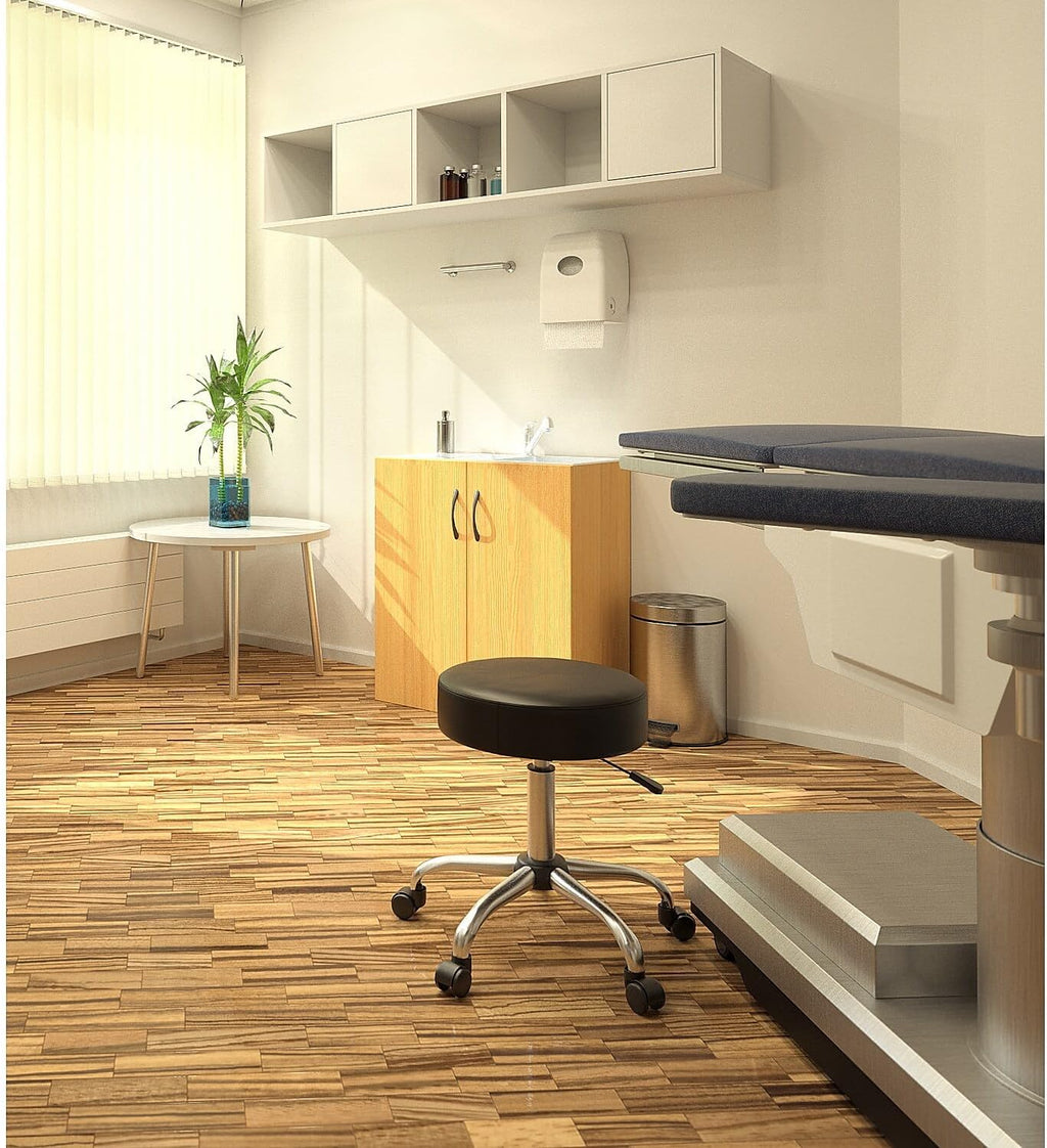 Boss Office Products Antimicrobial Vinyl Medical Spa Stool in Black