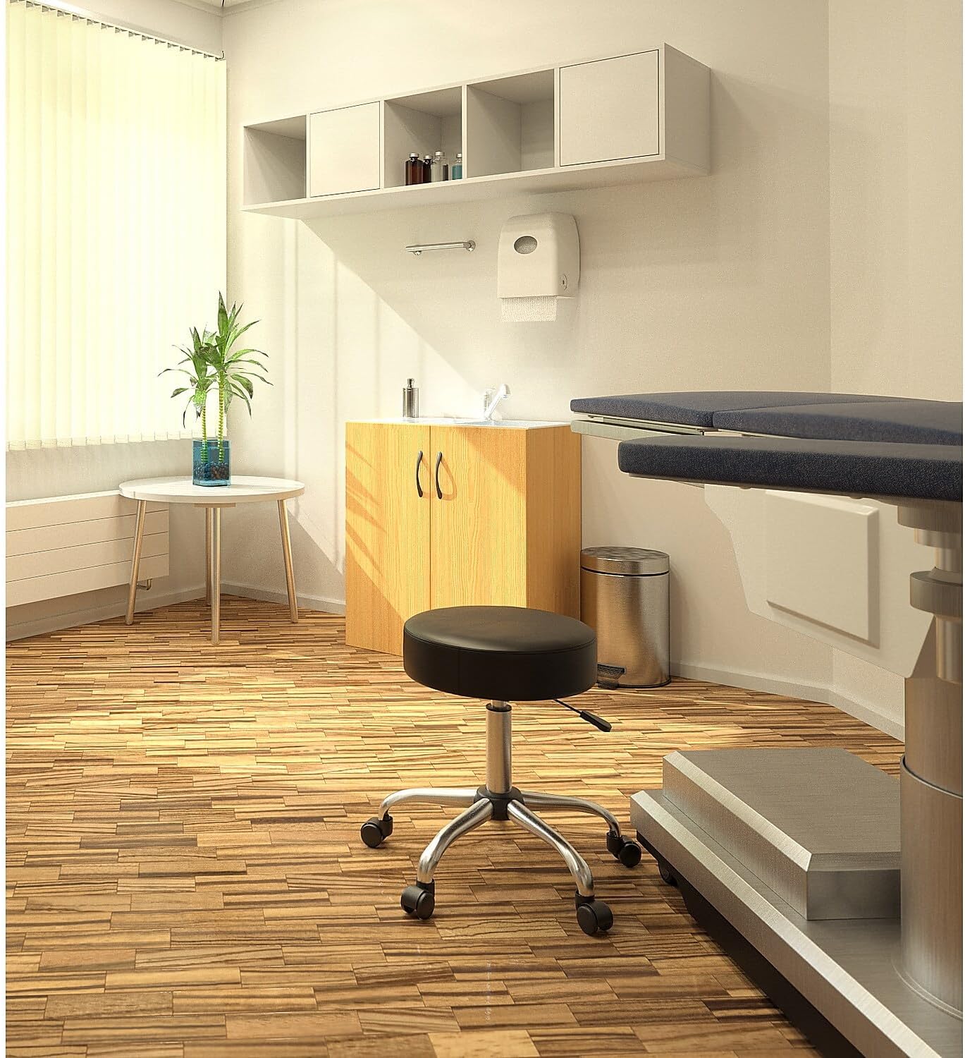 Boss Office Products Antimicrobial Vinyl Medical Spa Stool in Black