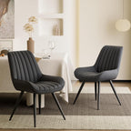 Nebuaegis Modern Dining Chairs Set of 6,Upholstered Dining Room Chairs with Thick Cushions,Fabric Comfy Dining Chairs with Metal Legs for Dining Room Black