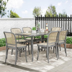 TLSUNNY Patio 30"X 55" Rectangular Glass Table with 1.69″ Umbrella Hole | Outdoor Dining Table for 6, with Powder-coated Metal Frame, 5mm Thickened Glass, 220LBS, All-Weather for Graden, Backyard