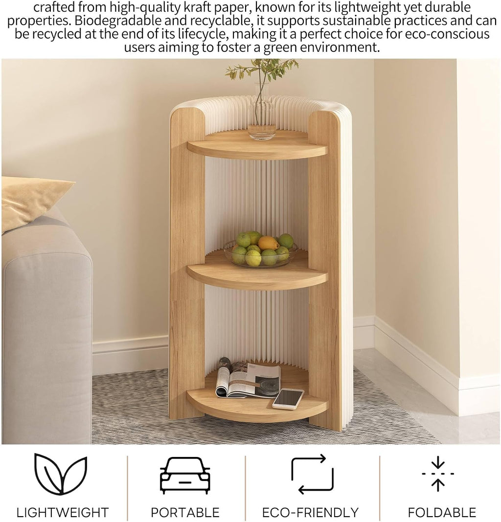 3-Tier Side Table with Open Shelves, Small End Table for Living Room Bedroom Bathroom, Space-Saving Nightstand for Small Spaces, Easy No Tools Assembly