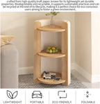 3-Tier Side Table with Open Shelves, Small End Table for Living Room Bedroom Bathroom, Space-Saving Nightstand for Small Spaces, Easy No Tools Assembly
