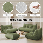 Bean Bag Chair for Adults Fireside Sofa Floor Lazy Couches with Ergonomic Corduroy Cozy Memory Foam Lounger Couch for Dorm, Apartment and Gaming Venue,Olive Green