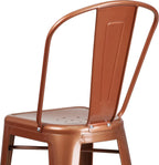 EMMA + OLIVER Commercial Grade 30" H Copper Metal Indoor-Outdoor Barstool with Back