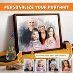 Custom Pencil Drawing from Photos – Charcoal Style Portrait – Merge Family Photos, Add Passed Loved One – Memorial Gift with Angel Wings – Personalized Canvas from Picture – In Memory of Mom