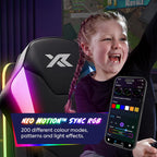 X Rocker Shadow RGB 2.0 Floor Rocker, Audio Console Gaming Chair - Neo Motion™ Sync App Controlled LED Lights, Headrest Speakers, Folding Rocking Base, Wipe-Clean Faux Leather for Kids & Teens - Black