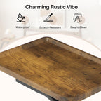 Tribesigns C-Shaped End Table, Industrial 2-Tier Small Side Table with Wheels, Wood Bedside Snack Couch Table with Metal Frame, for Living Room Small Spaces, Rustic Brown