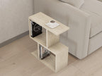 Hanah Home Elegant Side Table, Travertine Colour, 45 x 51.4 x 17 cm, 100% Melamine Coated Particle Board, 18 mm Thick, Stylish Marble Design for Modern Spaces