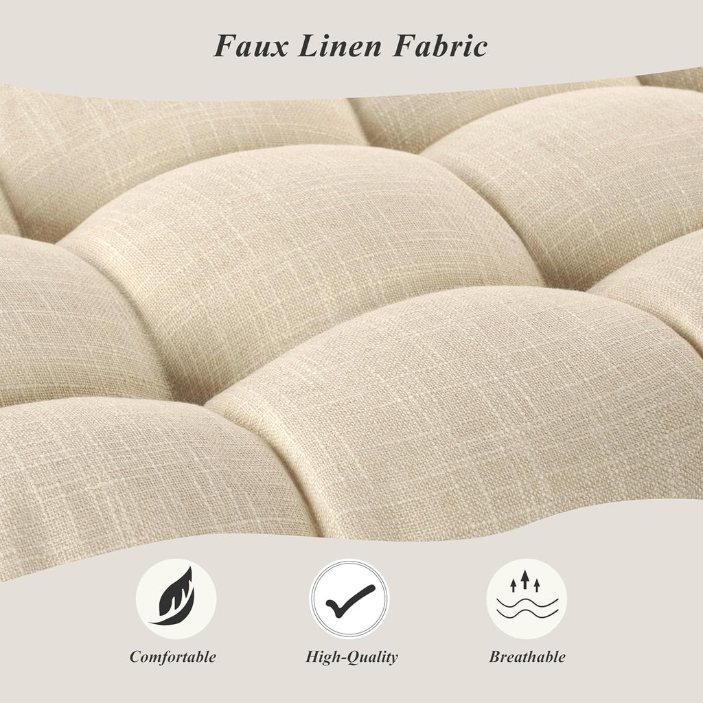 Bench Cushion for Indoor Furniture 48x19 inch Rectangle Bench Seat Cushion for Bay Window Entryway Bench Thick Textured Chair Cushion with Non-Slip Backing 1 Pack, Beige