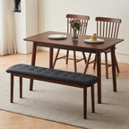 47'' Solid Wood Dining Bench with Cushion, Faux Leather Upholstered Bench for Dining Room Table, Kitchen, Entryway, or Bedroom End of Bed, Black
