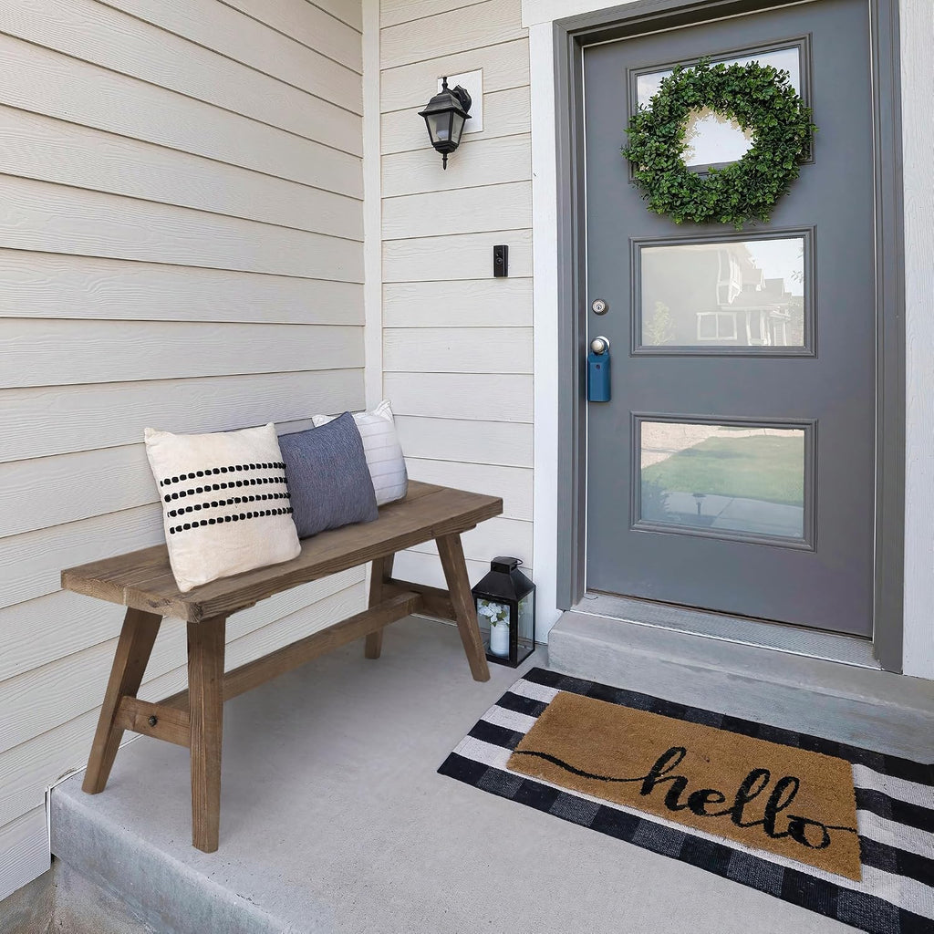 Wnutrees 47" Farmhouse Wood Bench, Solid Wood Entryway Bench for Dining Room End of Bed, Easy to Assemble, Brown