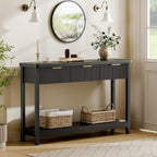 Lulive Fluted Console Table, 51 Inch Entryway Table with 3 Drawers | Scandi farmhouse look with quiet full-extension slides, open lower shelf, profile for hallway, entry, foyer or behind sofa.