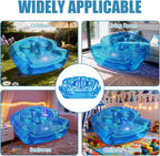 Double Seat Inflatable Couch Blow Up Couch for Camping, Outdoor Transparent Inflatable Sofa, Folding Portable Air Couches, Beach Blow Up Lounger Furniture for Adults Indoor Use for Movie Night Blue