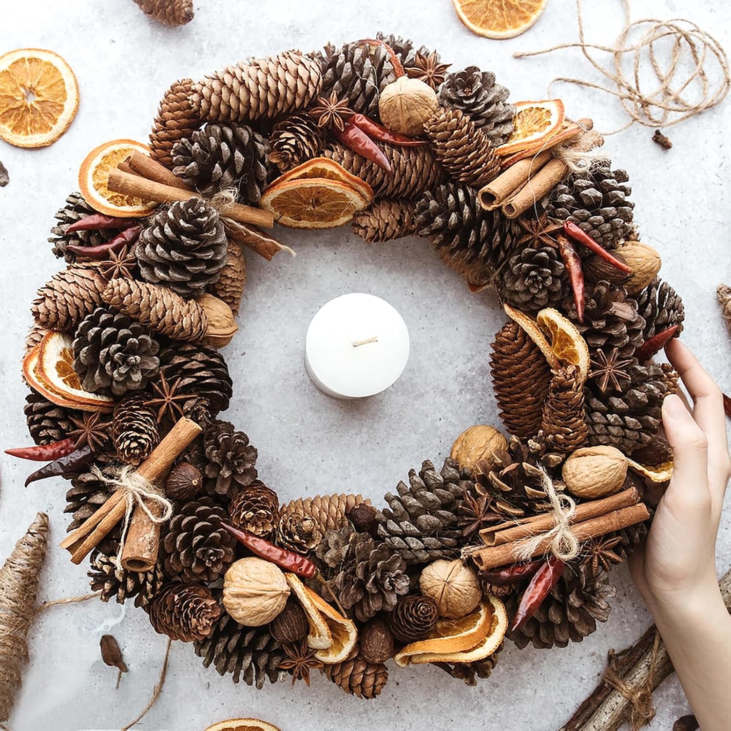 24 Pieces Christmas Pine Cones Decorations, Various Sizes Natural Pine Cones with Wired Picks, Natural Pinecones for Christmas Tree Decoration Garland Wreath Ornaments Home Decor(Natural)