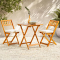 Idzo Heavy Duty 400lbs Capacity Patio Bistro Set 3 Piece Outdoor, Folding Chairs w/Cushion, Square Table, FSC-Certified Acacia Wood, Space-Saving Design for Balcony, Garden and Porch - Upgrade