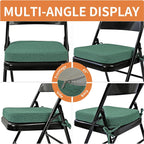 SINOSSO Memory Foam Chair Cushion for Folding Chair 1 Pcs, Thickened 2" Square Kitchen Chair Pad with Ties, Indoor Non-Slip Dining Chair Seat Cushion (1 Piece, Green)