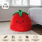 Big Joe Strawberry PlushiPals Super Soft Bean Bag Chair for Kids, Ultra-Soft Plush Polyester Blend, 2.5 feet Refillable