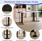 Dining Table Set for 6,White Marble 71'' Dining Room Table with Spacious legroom and Black Leather Dining Chairs,Easy Assembley,7 Pieces Kitchen Table and Chairs for Dining Room,Restaurant
