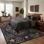 Garvee Mushroom 5x7 Area Rugs for Living Room, Dark Academia Gothic Rug, Non Slip Animal Print Washable Rugs 5x7 Low Pile Bedroom Decor Bug Carpet with Rubber for Playroom Dining Room Office, Black