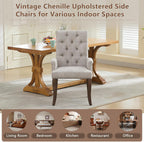 mikibama Chenille Upholstered Dining Chairs with High Back,Vintage Tufted Kitchen Chairs with Rolled Arms,Farmhouse Fabric Accent Side Chair with Arms for Living Room,Single Pack (1, Beige)
