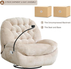 Swivel Rocker Recliner Chair,Oversized Swivel Rocking Sofa | Large Glider Recliner with Phone Holder for Living Room,Chenille,Cream Beige