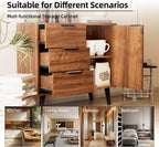 Buffet Sideboard Cabinet with Storage, Mid-Century Storage Cabinet with 3 Drawers and 1 Door, Kitchen Pantry Cabinet, Freestanding Accent Storage Cabinet for Living Room, Entryway