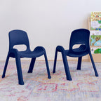 ECR4Kids Plastic Stackable SitRight Chair, 11in, Classroom Furniture, Navy, 4-Pack