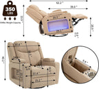 Power Swivel Rocker Recliner Chair with Heat and Massage, Adjustable Headrest, Cup Holder & Armrest Storage, Oversized Extra Wide Reclining Rocking Chairs for Nursery and Adults Dual Motors