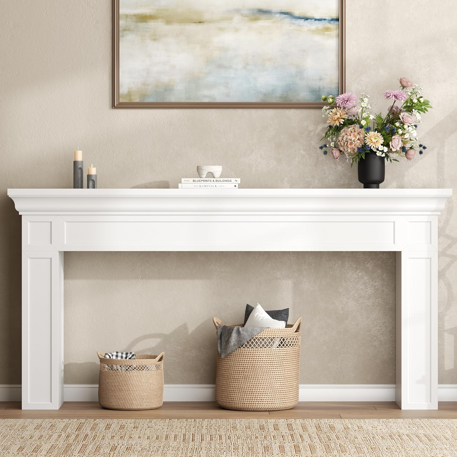 Loomie 63" Long Console Tables for Entryway, Modern Rectangular Sofa Table Behind the Couch, Narrow Long Entry Accent Table for Living Room, Entrance, Hallway, Foyer (White)