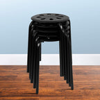 Flash Furniture Bailey Plastic Nesting Stack Stools, 17.5"Height, Black (5 Pack)