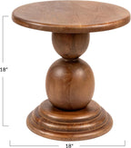 Creative Co-Op Round Mango Wood Bulbed Pedestal End Table, Walnut