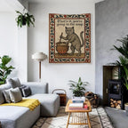 FoxUncle Weird Medieval Cat Woven Tapestry Vintage Medieval Cat Aesthetic Wall Art Funny Quirky Animal Wall Decor 40 x 60 inches Home Decor for Living Room Hallway Bedroom