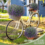 Artificial Plants Bushes for Outdoors, 2 Pack 25.6" Faux Topiary Ball Trees Lavender Plants with Stakes/Spikes for Outside, UV Resistant Fake Greenery for Front Porch, Garden, Yard (Purple, Green )