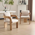 Christopher Knight Home Yorick Modern Dining Chair Set of 2 with Cushion, Solid Wood Dining Room Armchair Set, Curved Backrest Kitchen Side Chair, Living Room Comfy Extra Seat, Natural+Beige