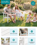 SERWALL Stackable Modern Adirondack Chairs Set of 2, HDPE Outdoor Patio Chairs with Space-Saving Design, All-Weather Fire Pit Chairs with Widened Seat for Deck, Backyard, Garden, Lawn (White)