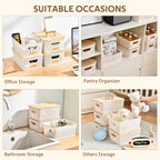 8 Pack Plastic Storage Bins with Bamboo Lids - Stackable Storage Baskets with Handle for Pantry Organizer and Storage, Plastic Containers Bins Lidded Storage Bins for Classroom Office Shelves
