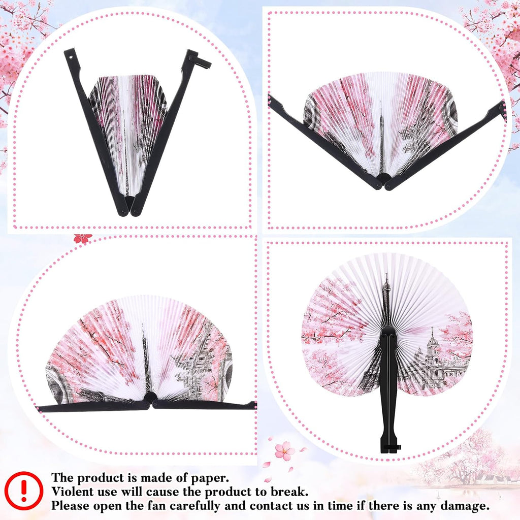 Taiyin 24 Pcs Eiffel Tower Paper Fans Party Supplies Decorative Folding Handheld Fans Favors for Summer Holiday Wedding Birthday Gifts Party Supplies