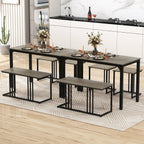 Giantex 4-Piece Dining Table Set for 4, Modern Kitchen Table and Chairs, Nesting Furniture Set with Bench & 2 Stools, Space-Saving Desk Set, Dinette Set for Small Place, Dining Room Restaurant (Grey)