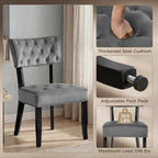 UVV Wooden Dining Chairs Set of 2, Mid Century Tufted Upholstered Kitchen Chairs Dining Room Chairs, Velvet Farmhouse Dinner Chair for Kitchen Dining Room, Dark Grey-Black Legs