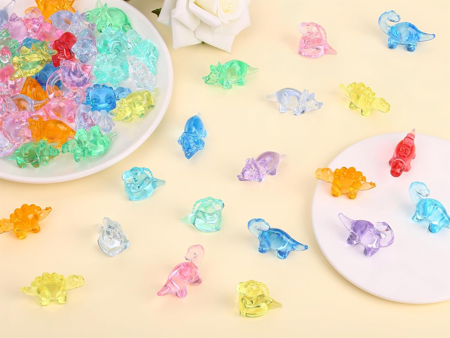 YATOJUZI Mini Dinosaur Figures Easter Egg Fillers Resin Animals to Hide Cute Trinkets Tiny Small Plastic Dinosaurs Figurines in Bulk Wholesale for Vase Fillers Party Favors Centerpiece Decorations