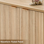 ONBRILL Fluted Sideboard Buffet Cabinet with Storage, Wooden Modern Fluted Sideboard with 4 Doors and 5 Adjustable Shelves, Coffee Bar Table for Dining Room, Hallway, Kitchen (Natural Oak)