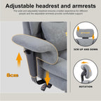 Symino Gaming Chair with Footrest, Up/Down Armrests, Suede Fabric Ergonomic Office Chair, 150° Recline Computer Chair for Desk, Grey