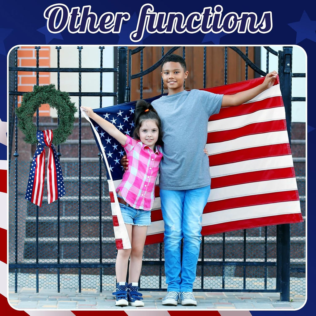 VitalCozy 2 Pcs Wreath Sash for Front Door Wreath Sash Garland Ribbon Accessories for Embroidery Monogram Outdoor Indoor Xmas Party Yard Doorway 4.5" W x 56" L(Red and Blue,Patriotic)