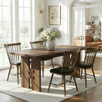 63-Inch Dining Table for 4-6, Solid Wood Kitchen Table with Large Tabletop and Heavy Duty Legs, Rectangular Farmhouse Eating Tables for Dining Room, Living Room, Rustic Brown