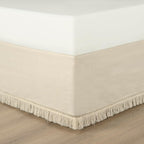Lush Decor Boho Fringe 15-Inch Tailored Drop Easy Fit Bed Skirt King Size Single 78" W x 80" L +15" Neutral - King Bed Skirt - Wrap Around Bed Skirt