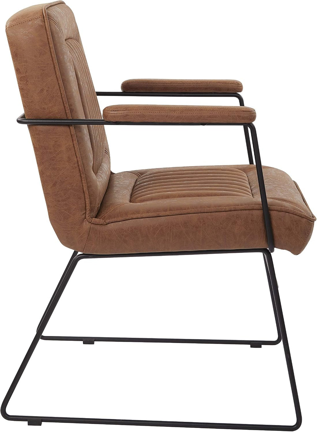 OSP Home Furnishings GT Faux Leather Accent Chair with Padded Armrests and Metal Frame, Sand