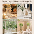 Clear Glass Bud Vase Set of 14 Pcs,Small Bud Vases in Bulk,Glass Crystal Flower Vases Table Centerpieces for Party Event Wedding Decor Baby Shower Decorations (Clear, 14 Pcs)